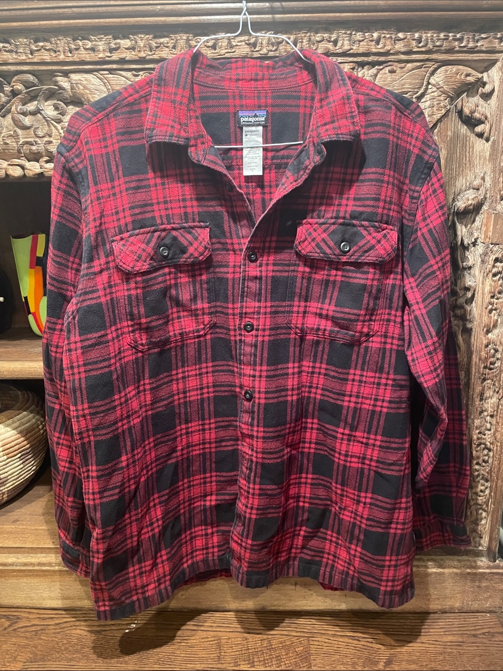 Vintage Patagonia Red and Black Plaid Button-Down Flannel Shirt